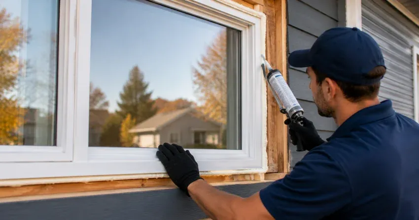 technician installing a new vinyl window in Scarborough