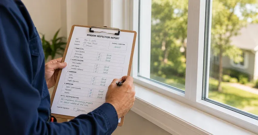 technician inspecting window seal and frame in Bendale, Scarborough