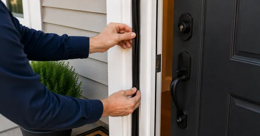 technician performing light test on door seal in Cliffside, Scarborough
