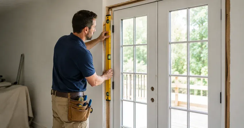 newly installed French doors with divided glass panes in Morningside Heights, Scarborough