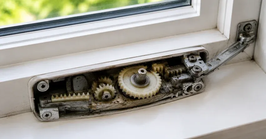 technician replacing casement window crank operator in Agincourt, Scarborough home
